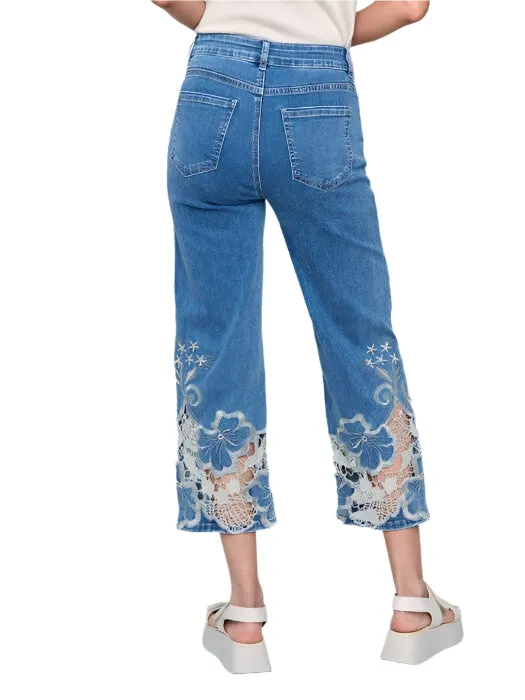 LACE CUT FLARE BLUE JEAN
