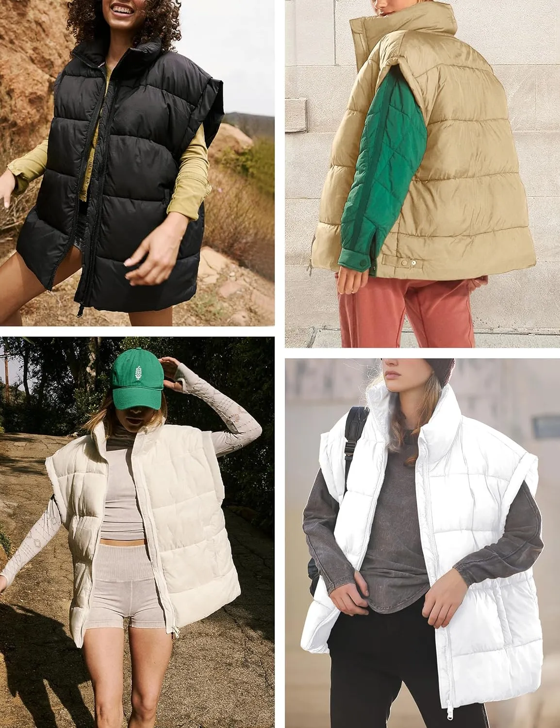 Lingswallow Womens Puffer Vest Oversized Puffer Jacket Coat Outerwear Sleeveless Stand Collar Vest for Women 2024 Trendy