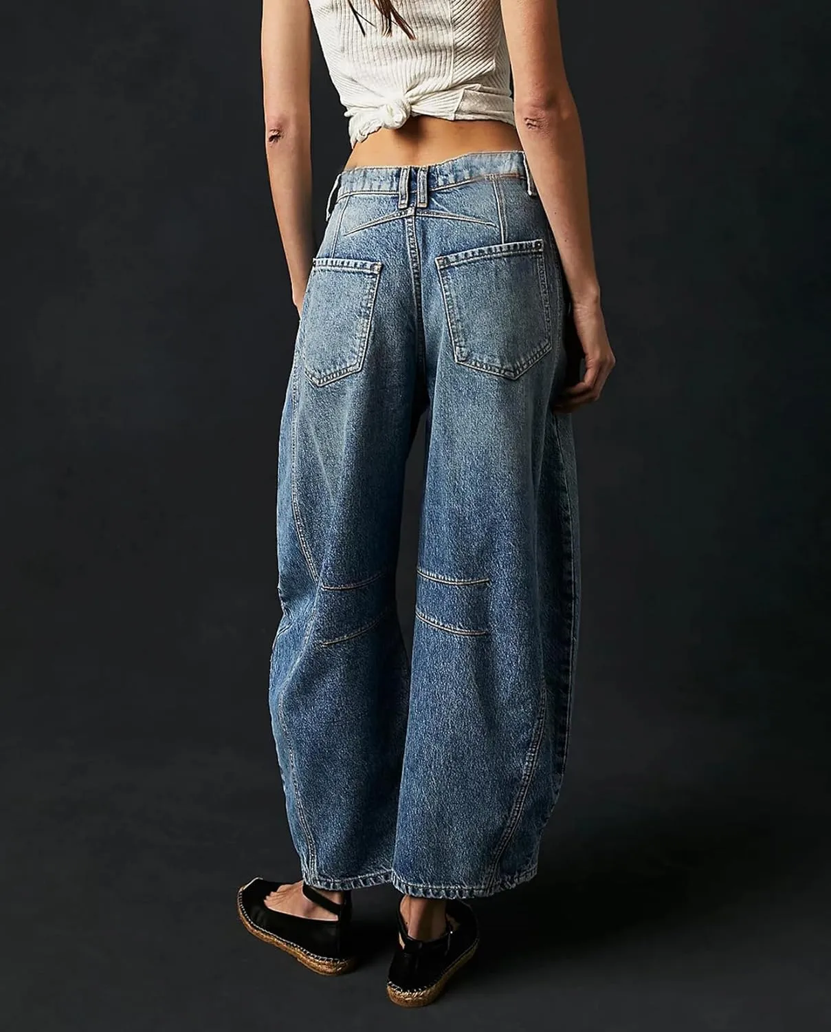 LOAIHA Barrel Jeans for Women Loose Wide Leg Cropped Jeans Vintage Ankle Denim Pants Mid Rise Y2k Baggy Boyfriend Jeans