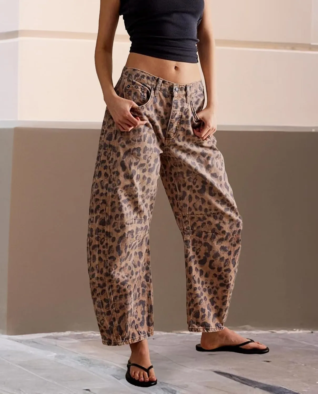 LOAIHA Barrel Jeans for Women Loose Wide Leg Cropped Jeans Vintage Ankle Denim Pants Mid Rise Y2k Baggy Boyfriend Jeans