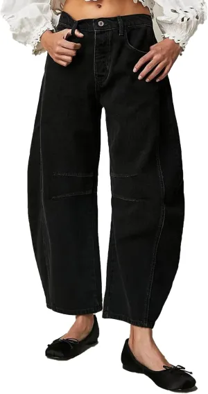 LOAIHA Barrel Jeans for Women Loose Wide Leg Cropped Jeans Vintage Ankle Denim Pants Mid Rise Y2k Baggy Boyfriend Jeans
