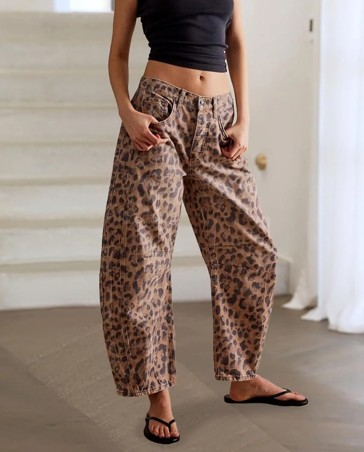 LOAIHA Barrel Jeans for Women Loose Wide Leg Cropped Jeans Vintage Ankle Denim Pants Mid Rise Y2k Baggy Boyfriend Jeans