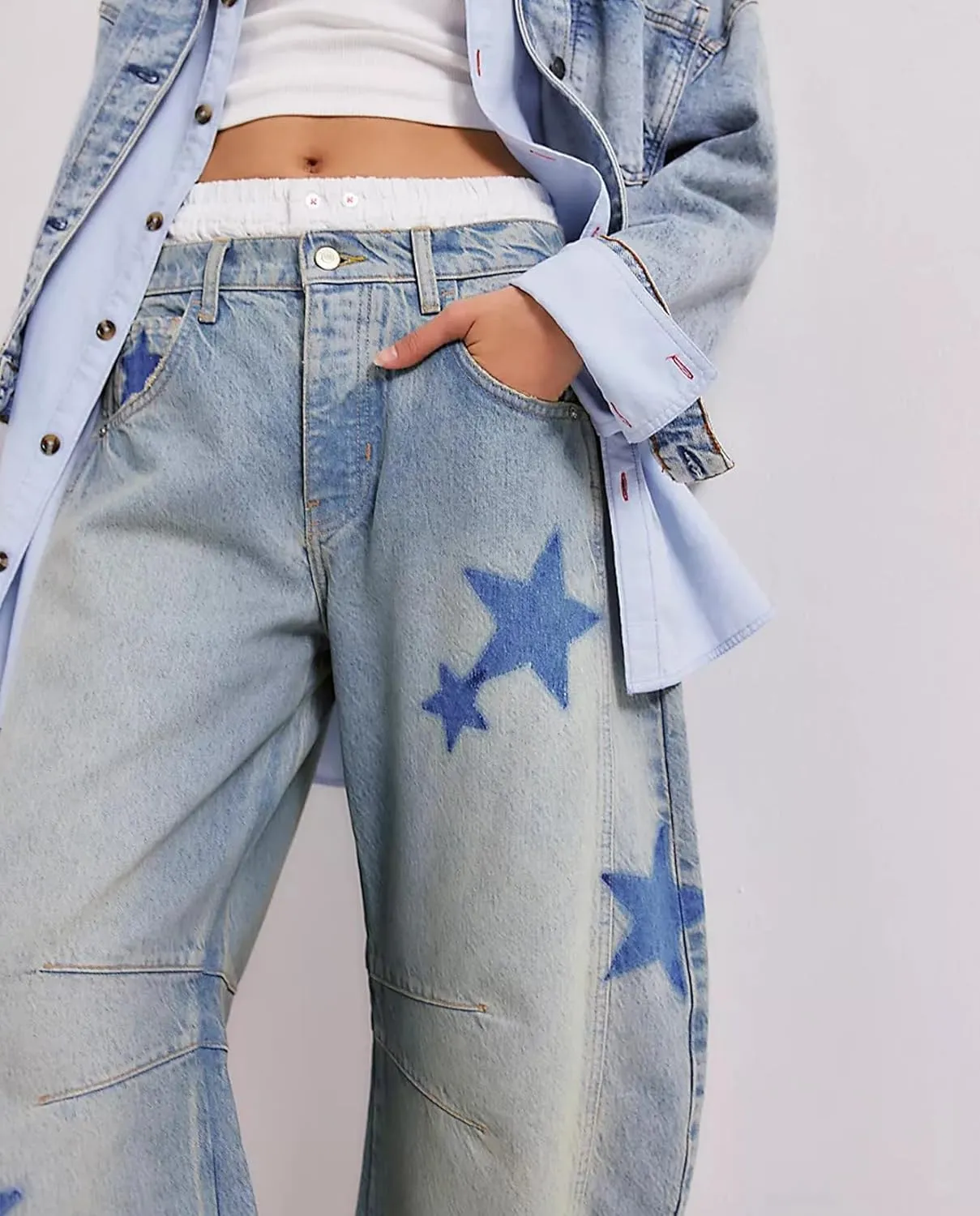 LOAIHA Barrel Jeans for Women Loose Wide Leg Cropped Jeans Vintage Ankle Denim Pants Mid Rise Y2k Baggy Boyfriend Jeans