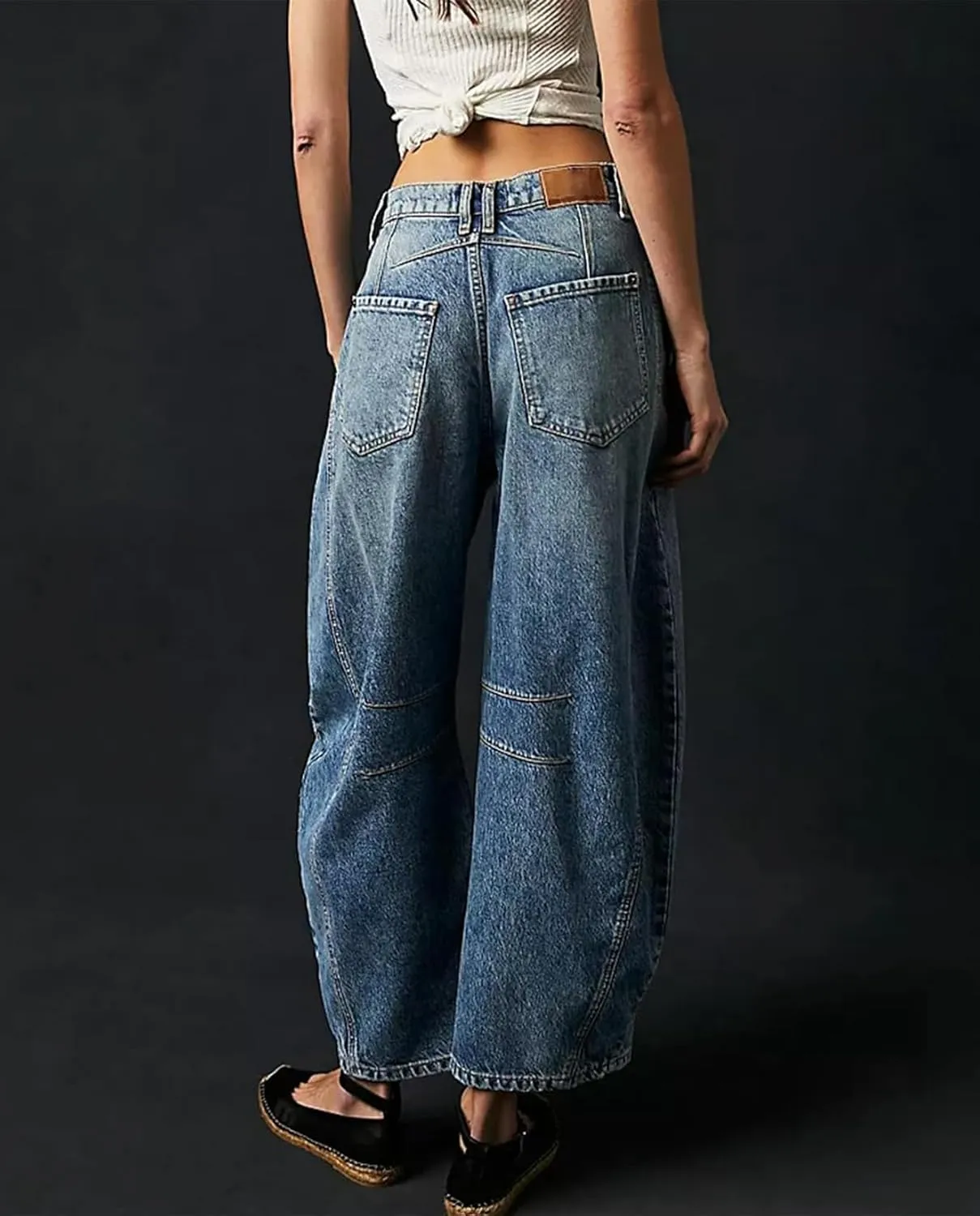 LOAIHA Barrel Jeans for Women Loose Wide Leg Cropped Jeans Vintage Ankle Denim Pants Mid Rise Y2k Baggy Boyfriend Jeans