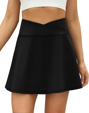 LouKeith Tennis Skirts for Women Pleated Crossover High Waisted Athletic Workout Golf Skorts Skirts with Shorts Pocket