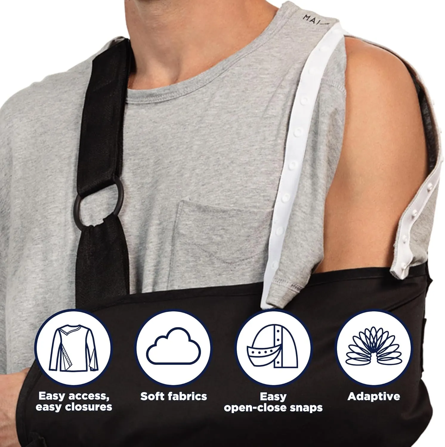 MAI Post Shoulder Surgery Shirts for Men - Tear Away Recovery Shirt, Premium Chemotherapy Clothing | Breathable & Comfortable