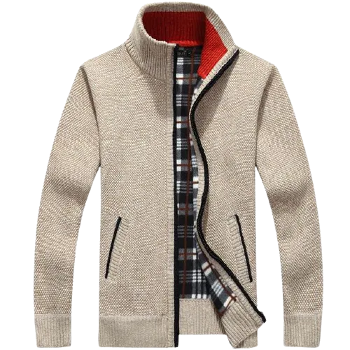 Men Winter Thick Faux Fur Wool Sweater Cardigan Jackets