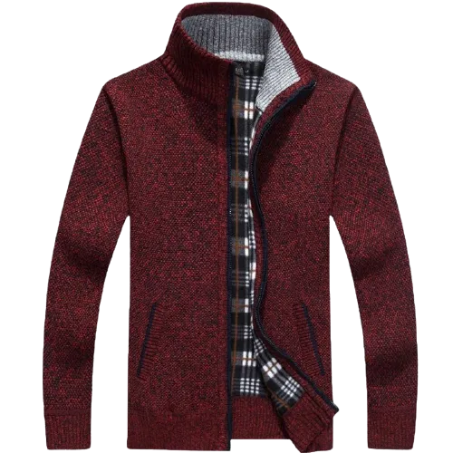 Men Winter Thick Faux Fur Wool Sweater Cardigan Jackets