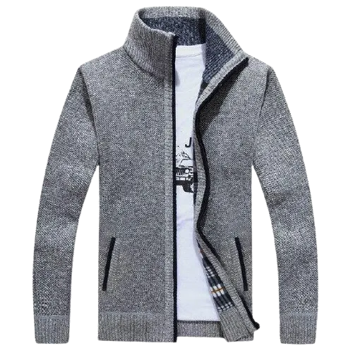 Men Winter Thick Faux Fur Wool Sweater Cardigan Jackets