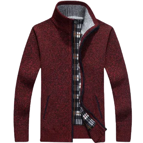 Men Winter Thick Faux Fur Wool Sweater Cardigan Jackets