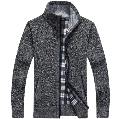 Men Winter Thick Faux Fur Wool Sweater Cardigan Jackets