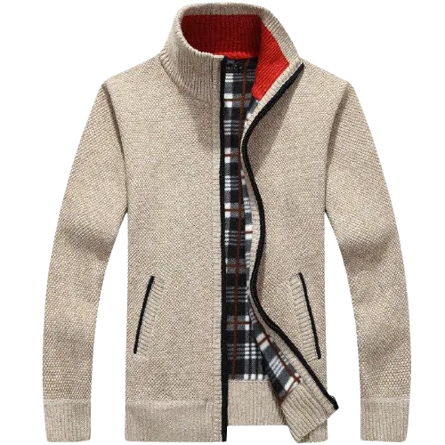 Men Winter Thick Faux Fur Wool Sweater Cardigan Jackets