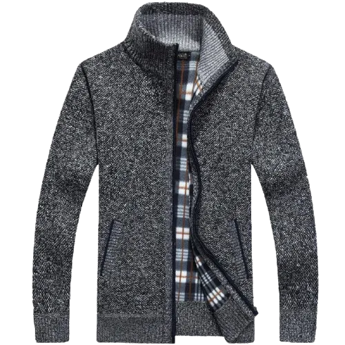 Men Winter Thick Faux Fur Wool Sweater Cardigan Jackets
