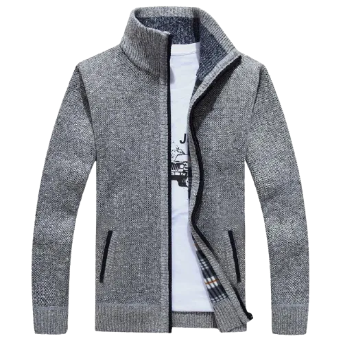 Men Winter Thick Faux Fur Wool Sweater Cardigan Jackets