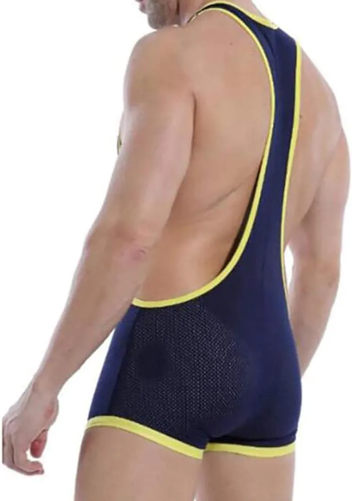 Men Wrestling Singlet Sexy Mesh Breathable Undershirt Comfortable Bodysuit Suspender Underwear