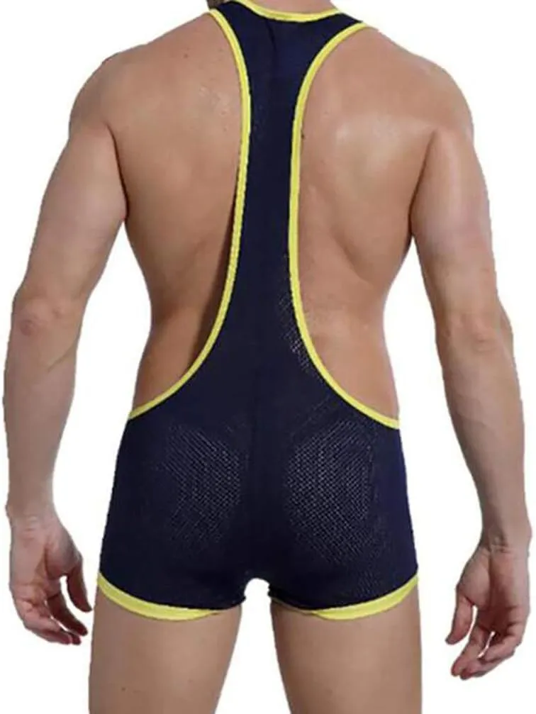 Men Wrestling Singlet Sexy Mesh Breathable Undershirt Comfortable Bodysuit Suspender Underwear