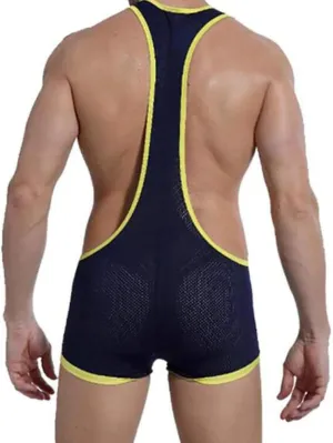 Men Wrestling Singlet Sexy Mesh Breathable Undershirt Comfortable Bodysuit Suspender Underwear