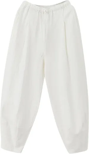 Mens Cotton Wide Leg Harem Pants Loose Fit Workout Training Sweatpants with Drawstrings Trendy Casual Pant for Streetwear