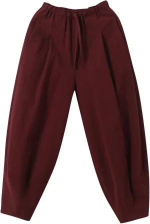 Mens Cotton Wide Leg Harem Pants Loose Fit Workout Training Sweatpants with Drawstrings Trendy Casual Pant for Streetwear