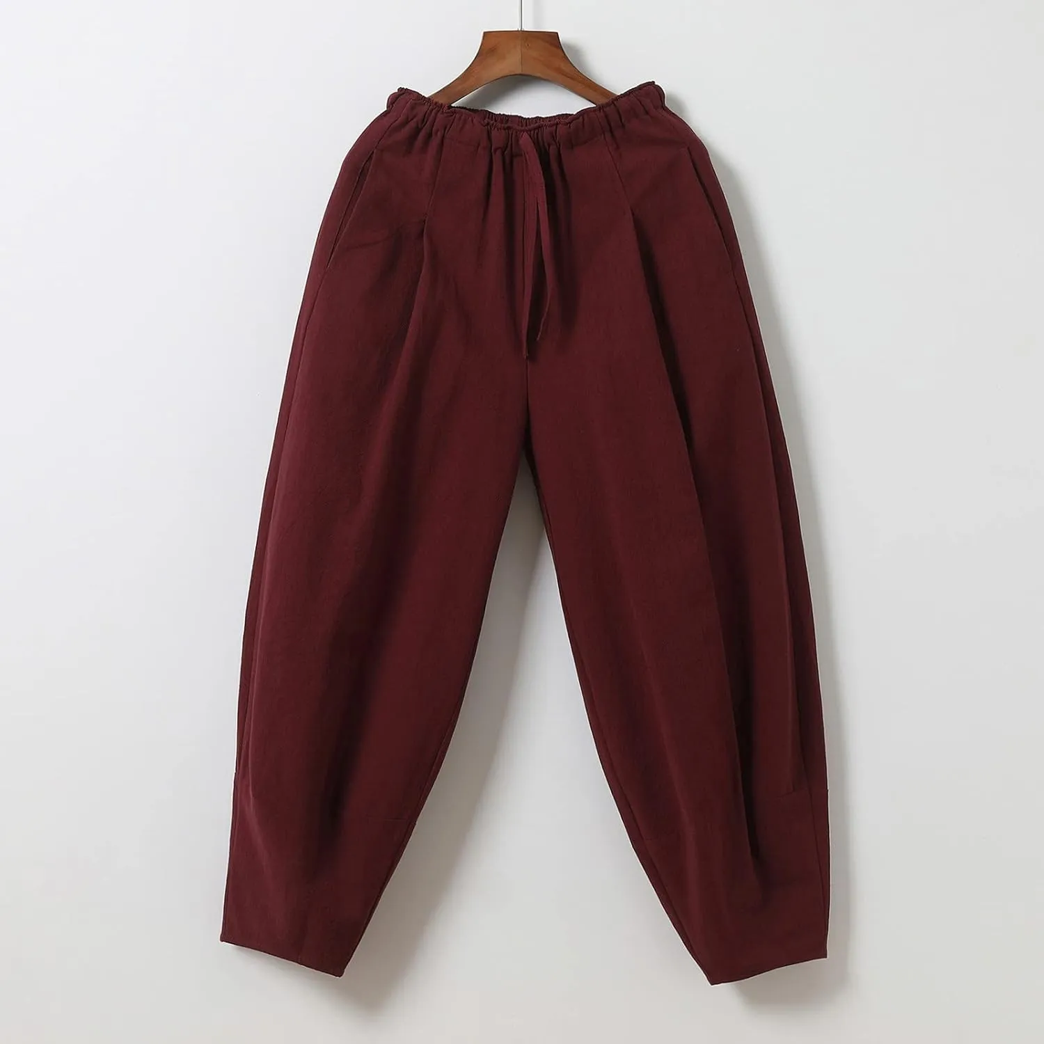 Mens Cotton Wide Leg Harem Pants Loose Fit Workout Training Sweatpants with Drawstrings Trendy Casual Pant for Streetwear