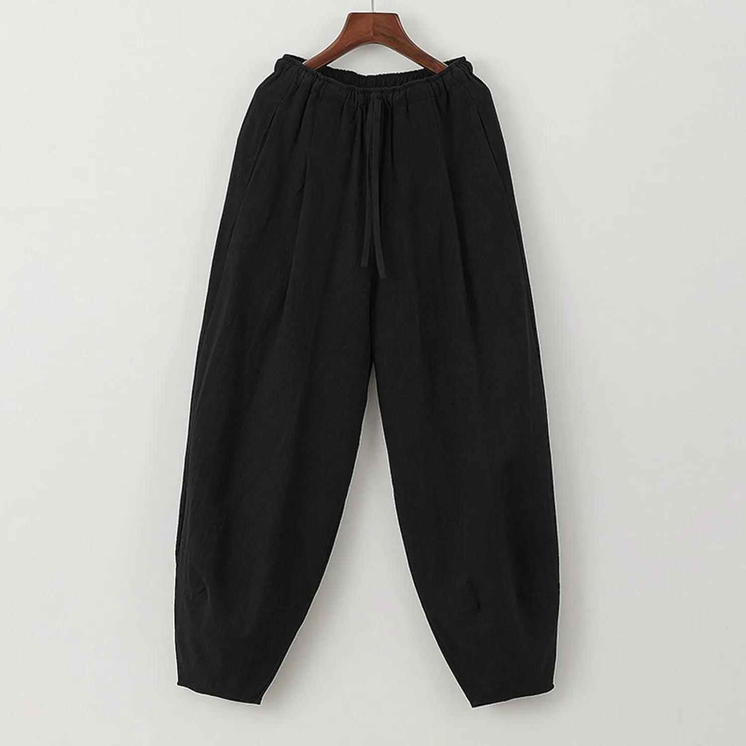 Mens Cotton Wide Leg Harem Pants Loose Fit Workout Training Sweatpants with Drawstrings Trendy Casual Pant for Streetwear