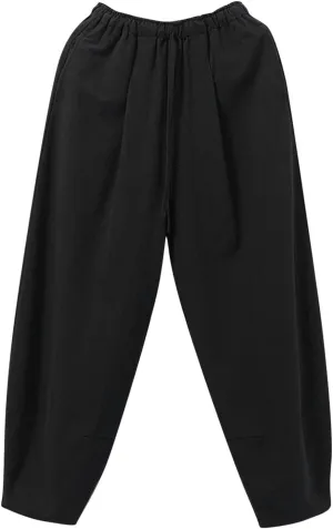 Mens Cotton Wide Leg Harem Pants Loose Fit Workout Training Sweatpants with Drawstrings Trendy Casual Pant for Streetwear