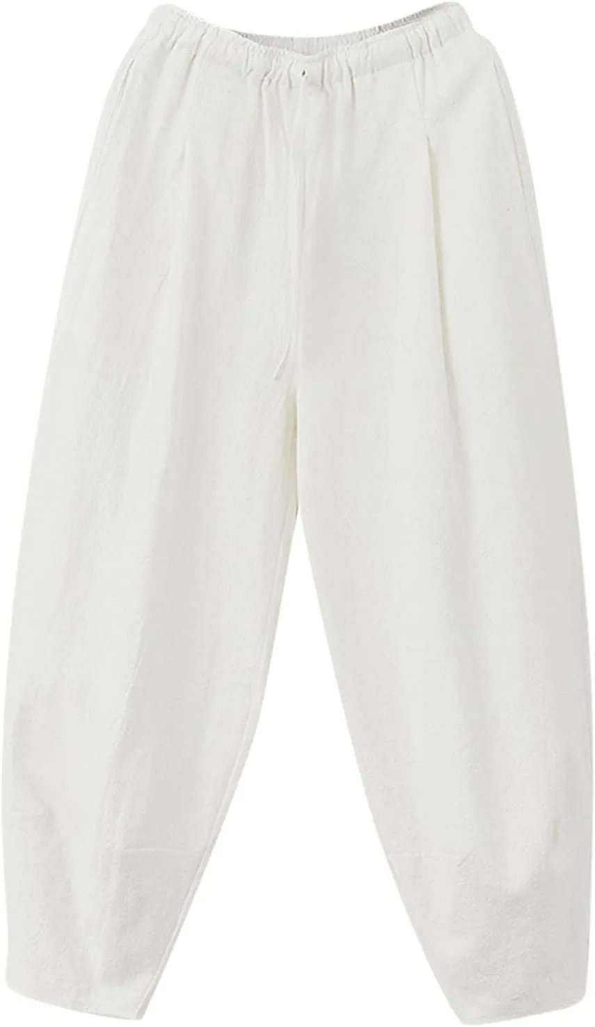 Mens Cotton Wide Leg Harem Pants Loose Fit Workout Training Sweatpants with Drawstrings Trendy Casual Pant for Streetwear