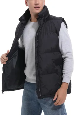 Men's Quilted Puffer Vest Sleeveless Warm Jacket Winter Water-Resistant Outdoor Puffy Vest Sizes M to 3XL