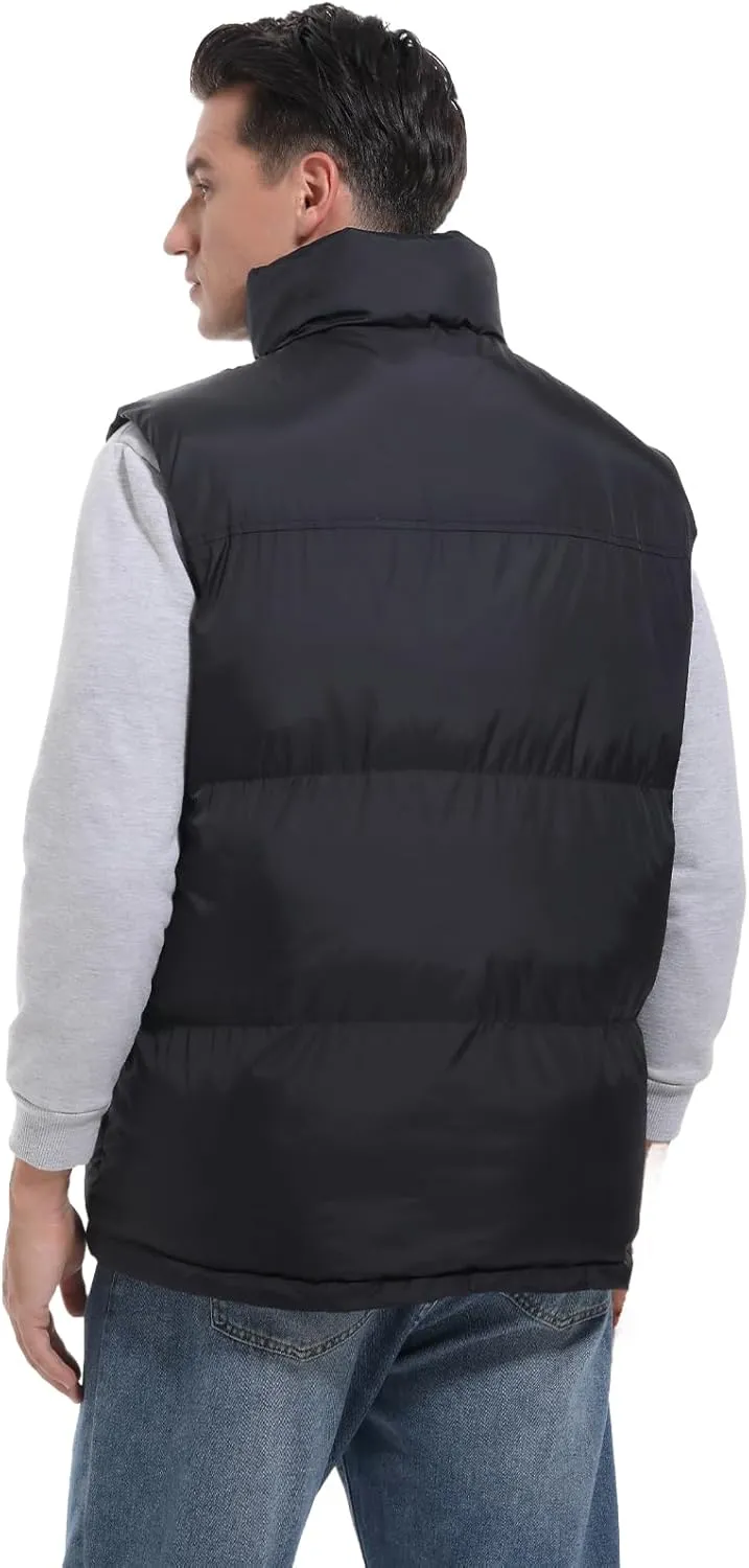 Men's Quilted Puffer Vest Sleeveless Warm Jacket Winter Water-Resistant Outdoor Puffy Vest Sizes M to 3XL
