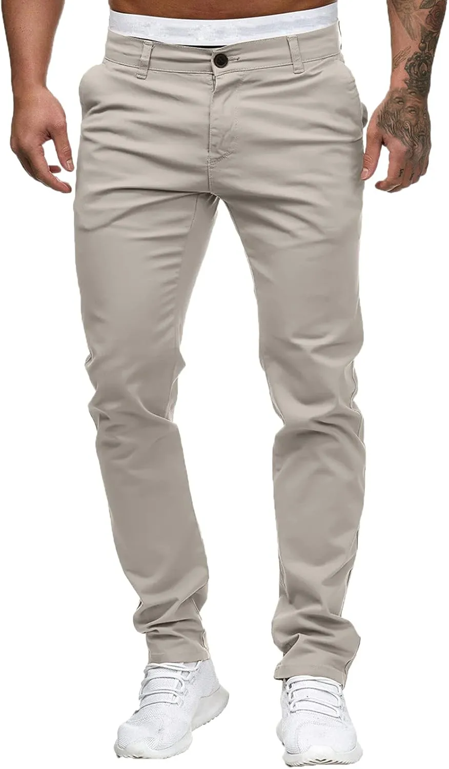 Mens Slim Fit Skinny Chino Pants Solid Tapered Stretchy Casual Trousers for Men Comfort Flat Front Dress Pants for Work