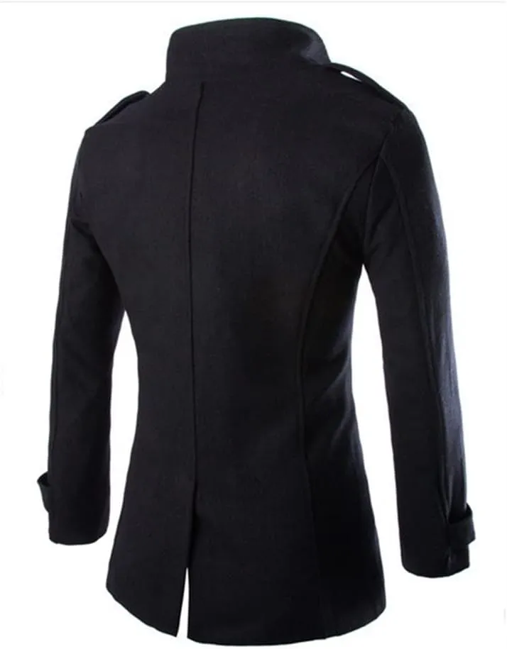 Men's Trench Coat Slim Fit Double Breasted Trench Coat Casual Cotton Blend Peacoat Warm Jacket Overcoat
