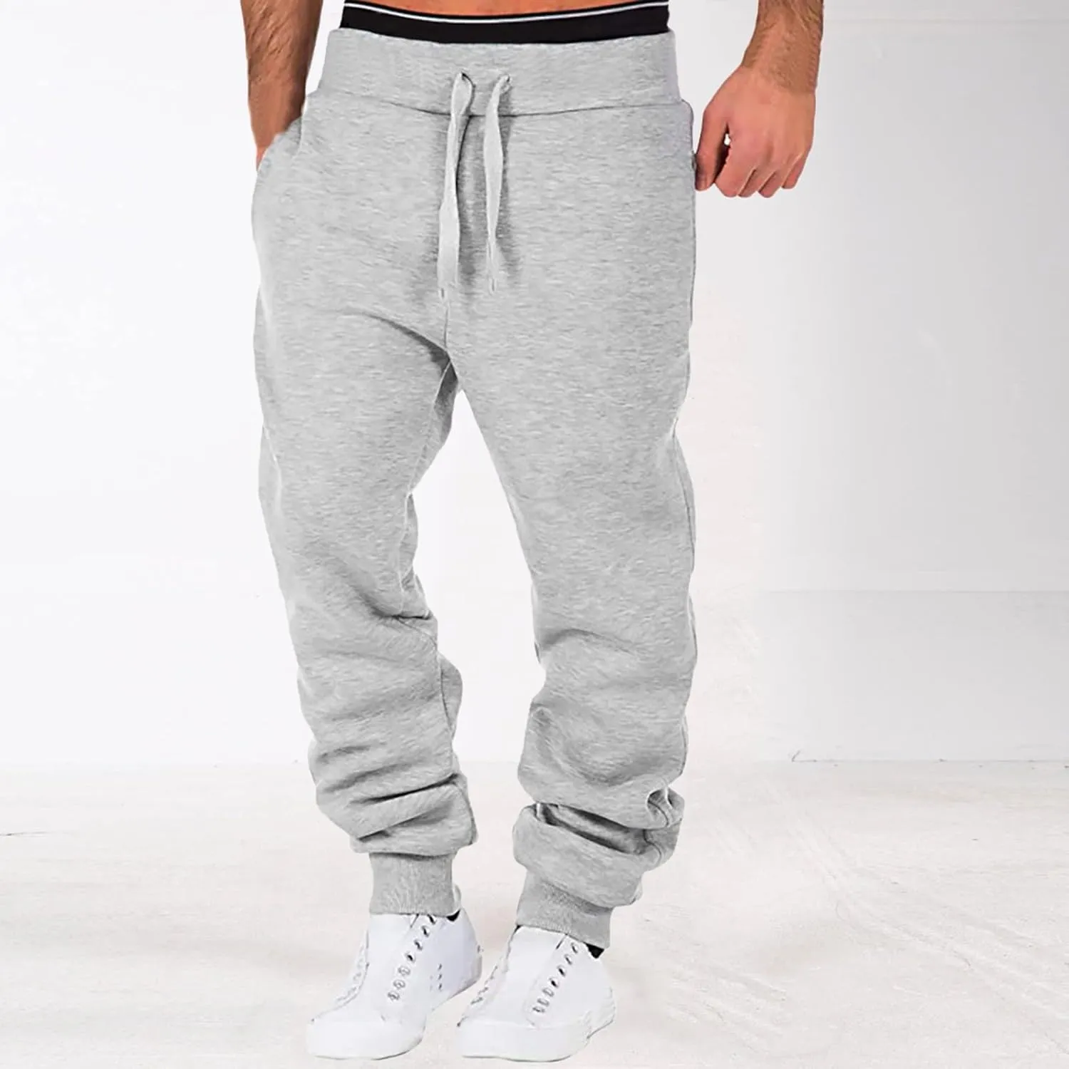 Mens Workout Cargo Sweatpants Sweatpants for Men Men's Active Basic Jogger Fleece Joggers Pants Men Outdoor Pocket