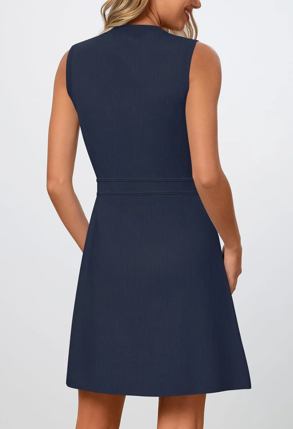 MEROKEETY Women's Formal Work Mini Dress Casual Summer Sleeveless Elegant Button Bussiness Office Outfits