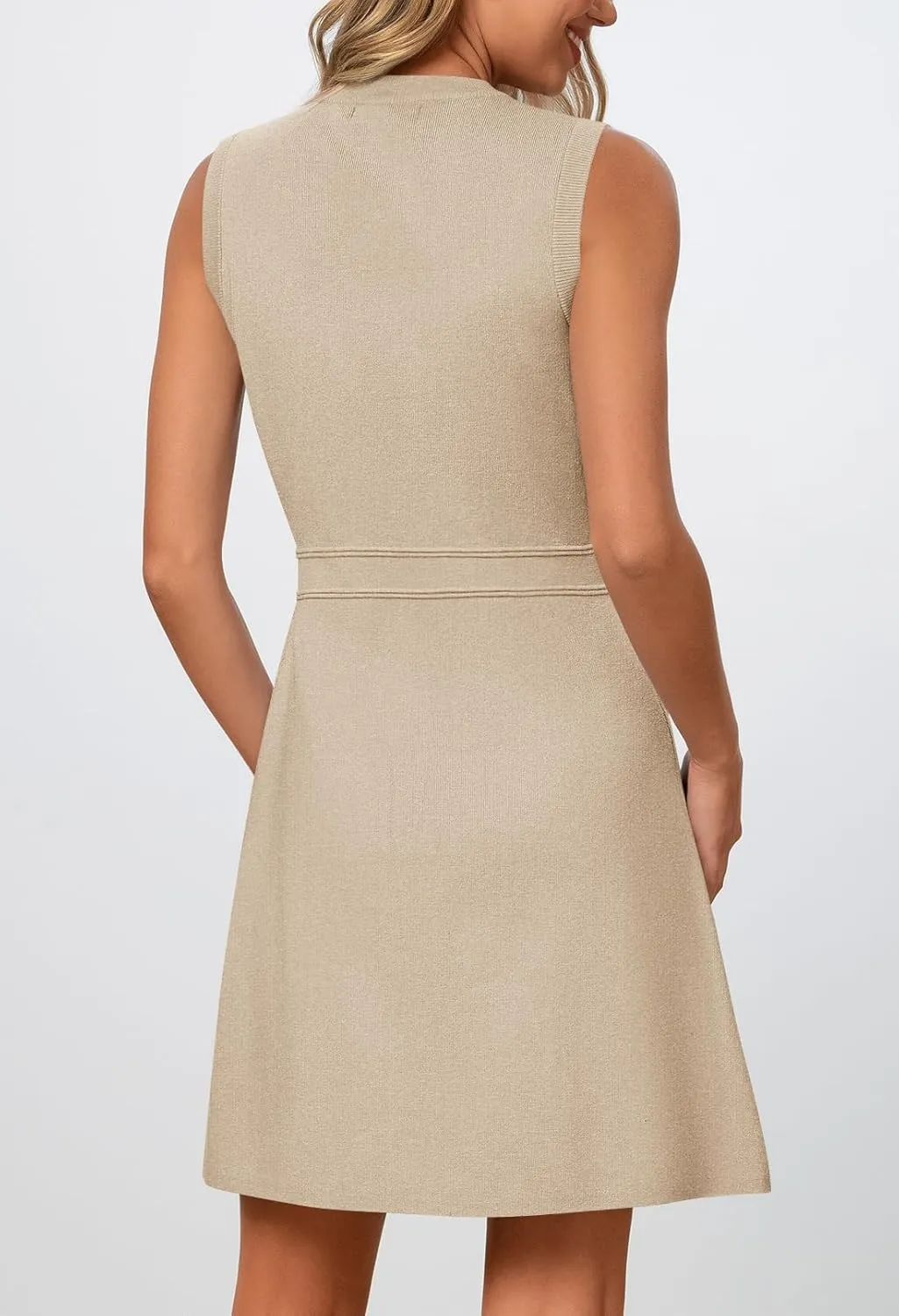 MEROKEETY Women's Formal Work Mini Dress Casual Summer Sleeveless Elegant Button Bussiness Office Outfits