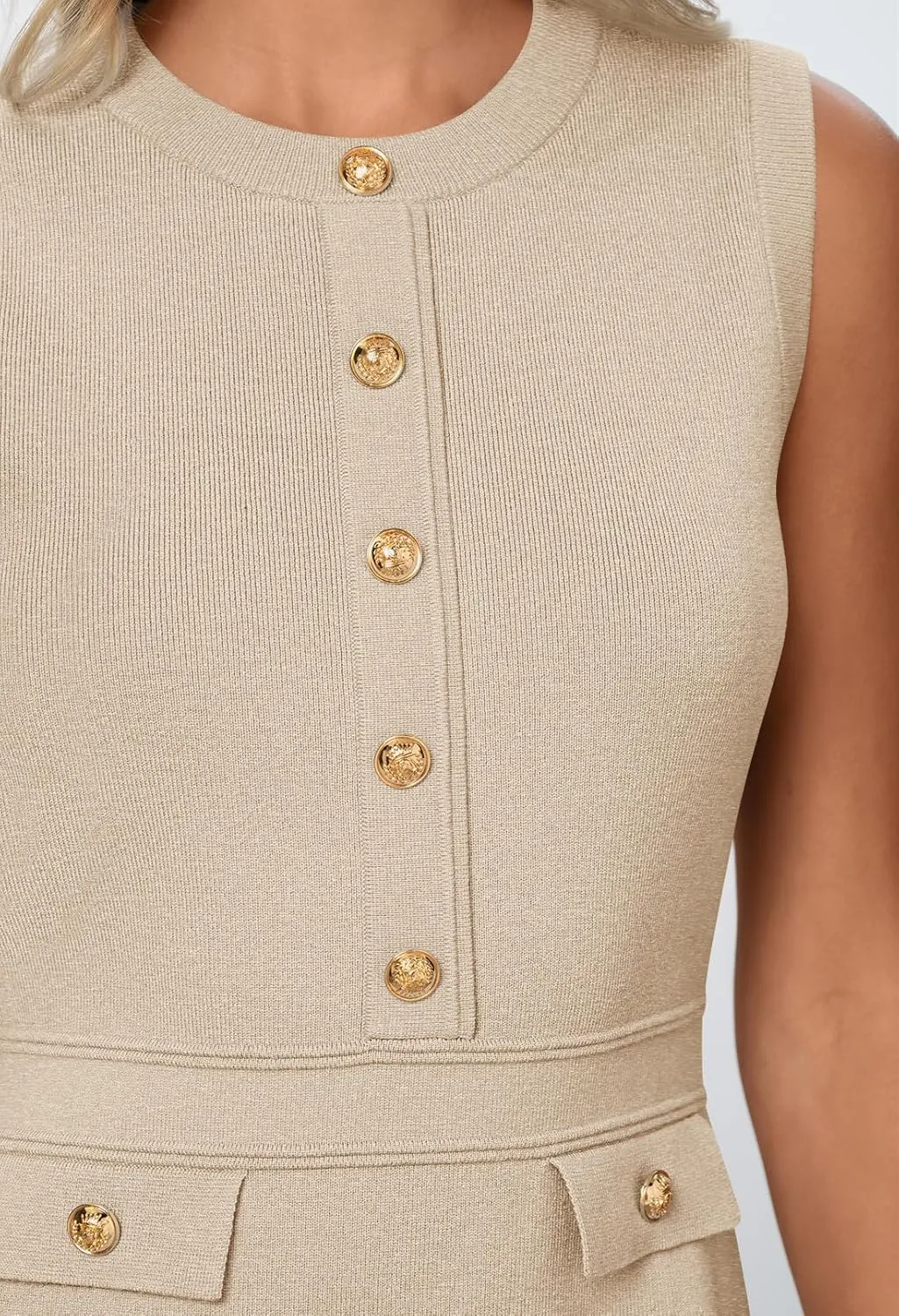 MEROKEETY Women's Formal Work Mini Dress Casual Summer Sleeveless Elegant Button Bussiness Office Outfits