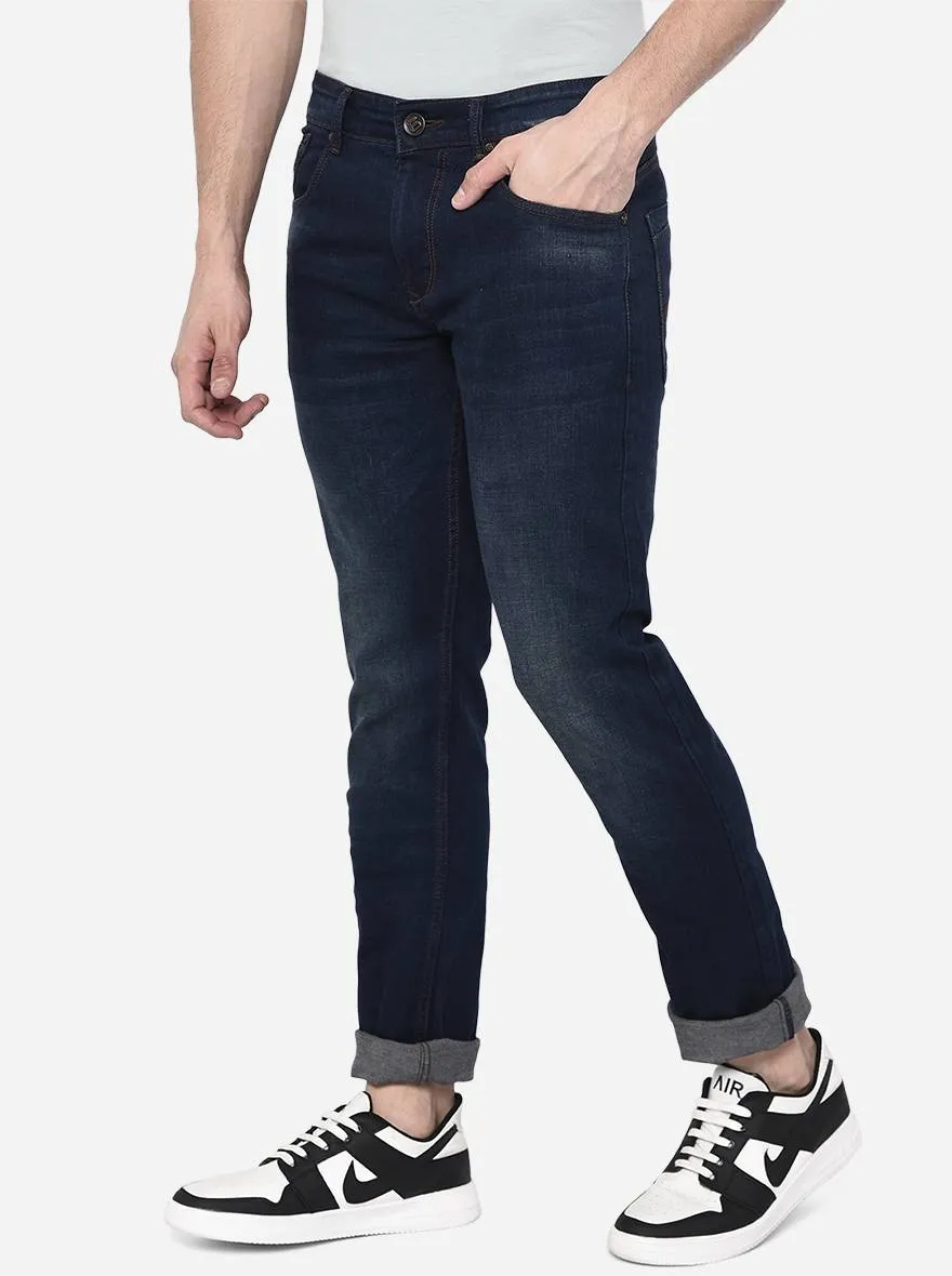 Mid Blue Solid Narrow Fit Jeans | Greenfibre
