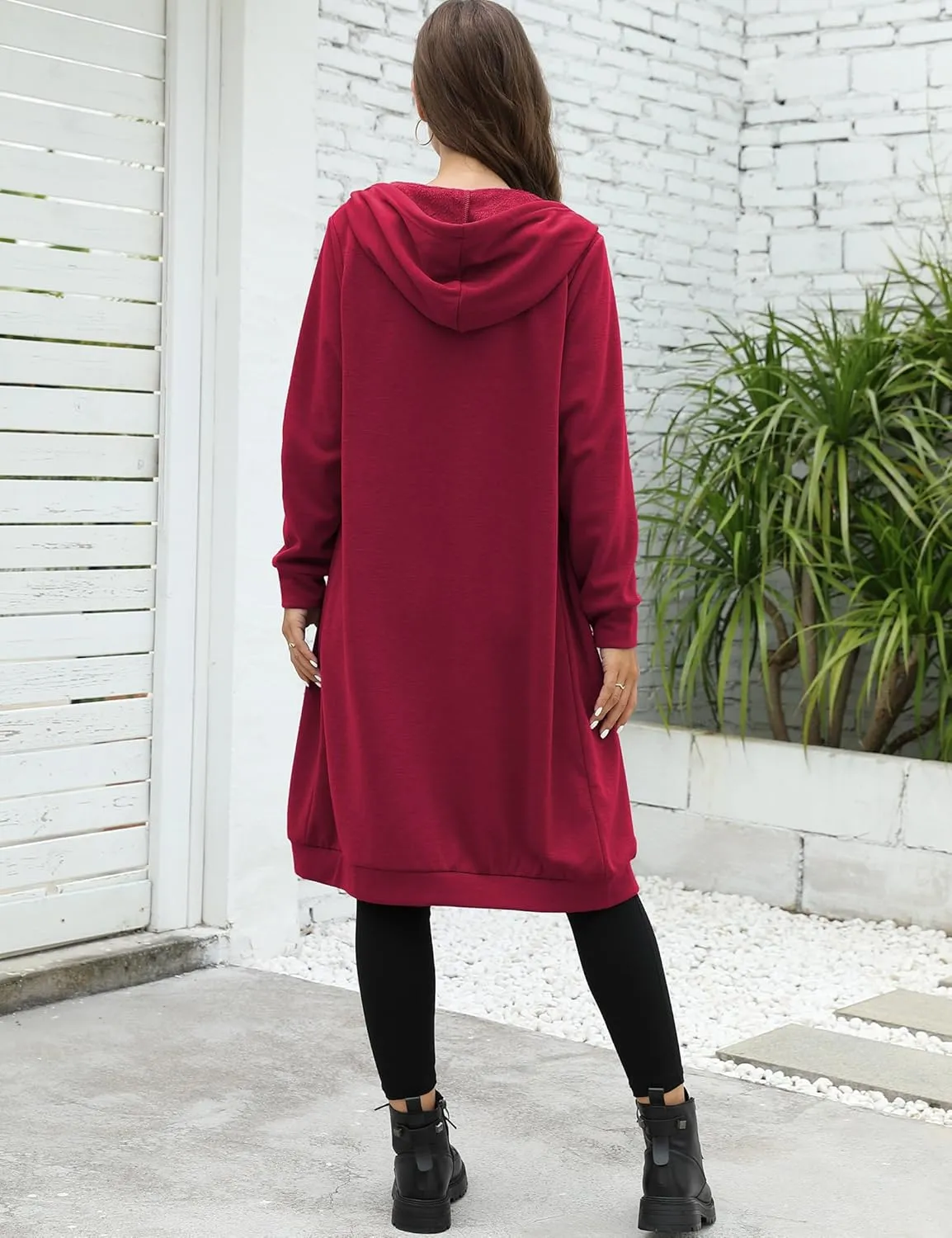 MISSKY Women's Casual Long Hoodies with Pockets Tunic Sweatshirt Outerwear Jacket