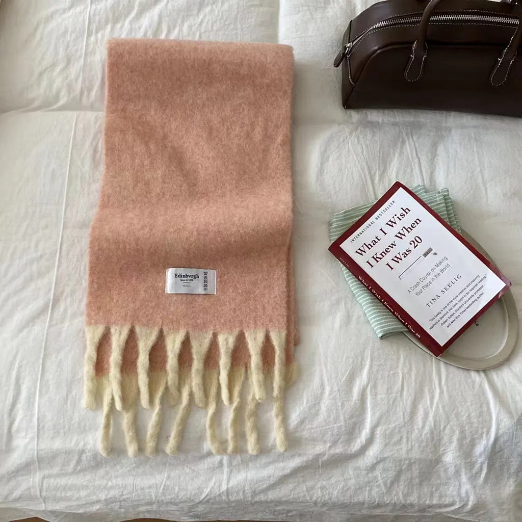 Mohair Tassel Winter Thick Warm Scarf