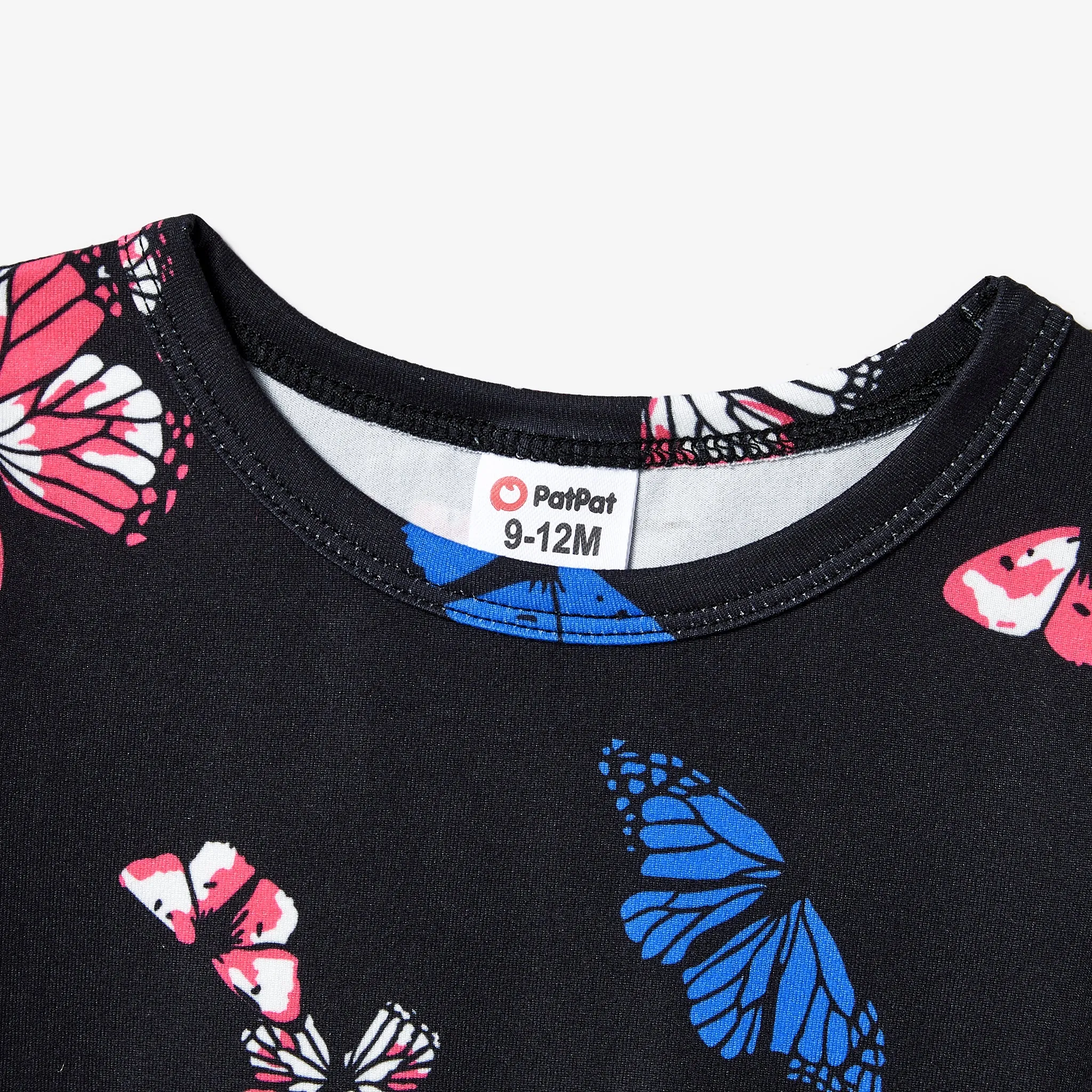 Mommy and Me Butterfly Pattern Body-con Puff Sleeve Dresses