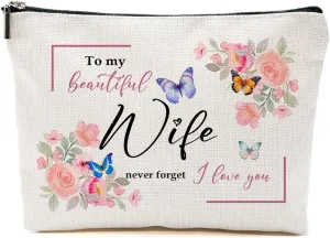Mothers Day Gift for Wife - Floral Makeup Bag, Unique Present, Cute Cosmetic Bag, Funny Aesthetic Travel Accessories Zipper Organizer