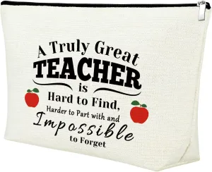 Mxrymvu Teacher Makeup Bag Teacher Appreciation Gift Thank You Present Cosmetic Bag Retirement Gifts for Women Christmas Birthday Teachers Day Thanksgiving Graduation Present