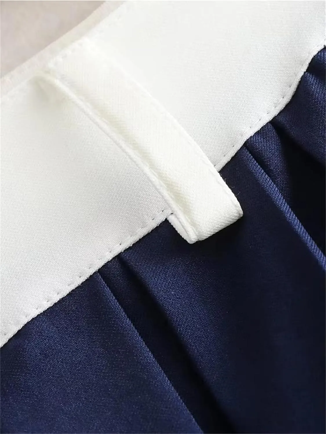 Navy Blue Pleated Mini Skirt for Women Vintage High Waist Preppy Style Spring/Summer