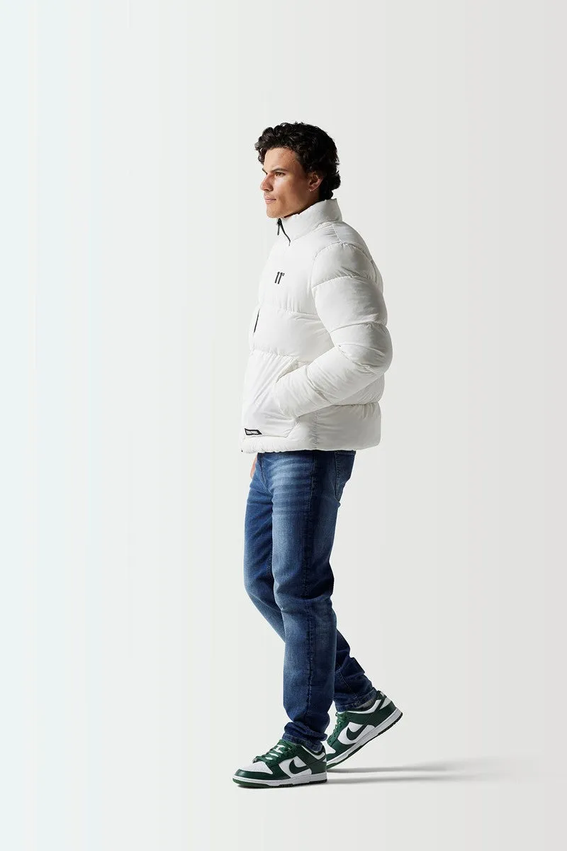 Panel Puffer Jacket - White