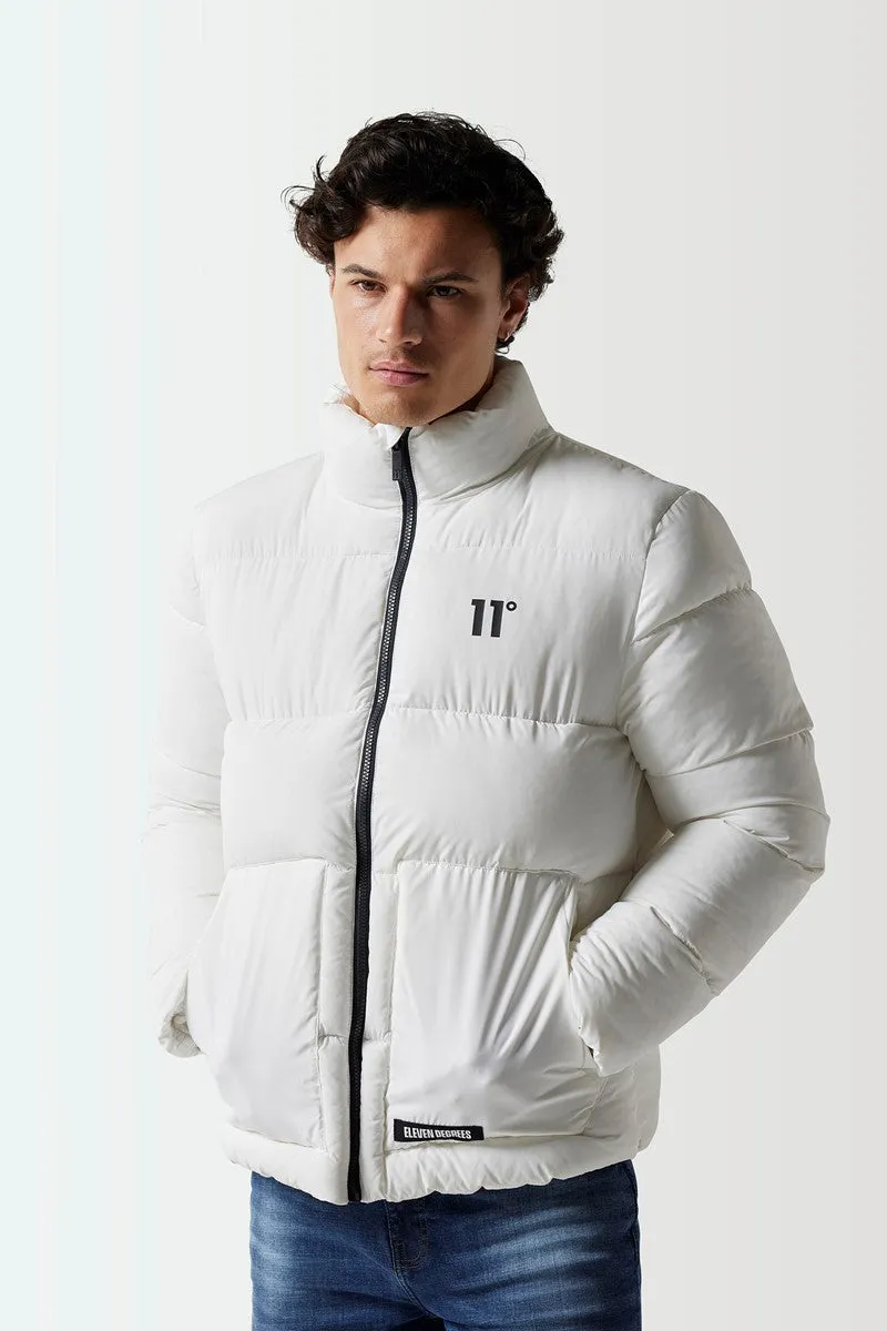 Panel Puffer Jacket - White