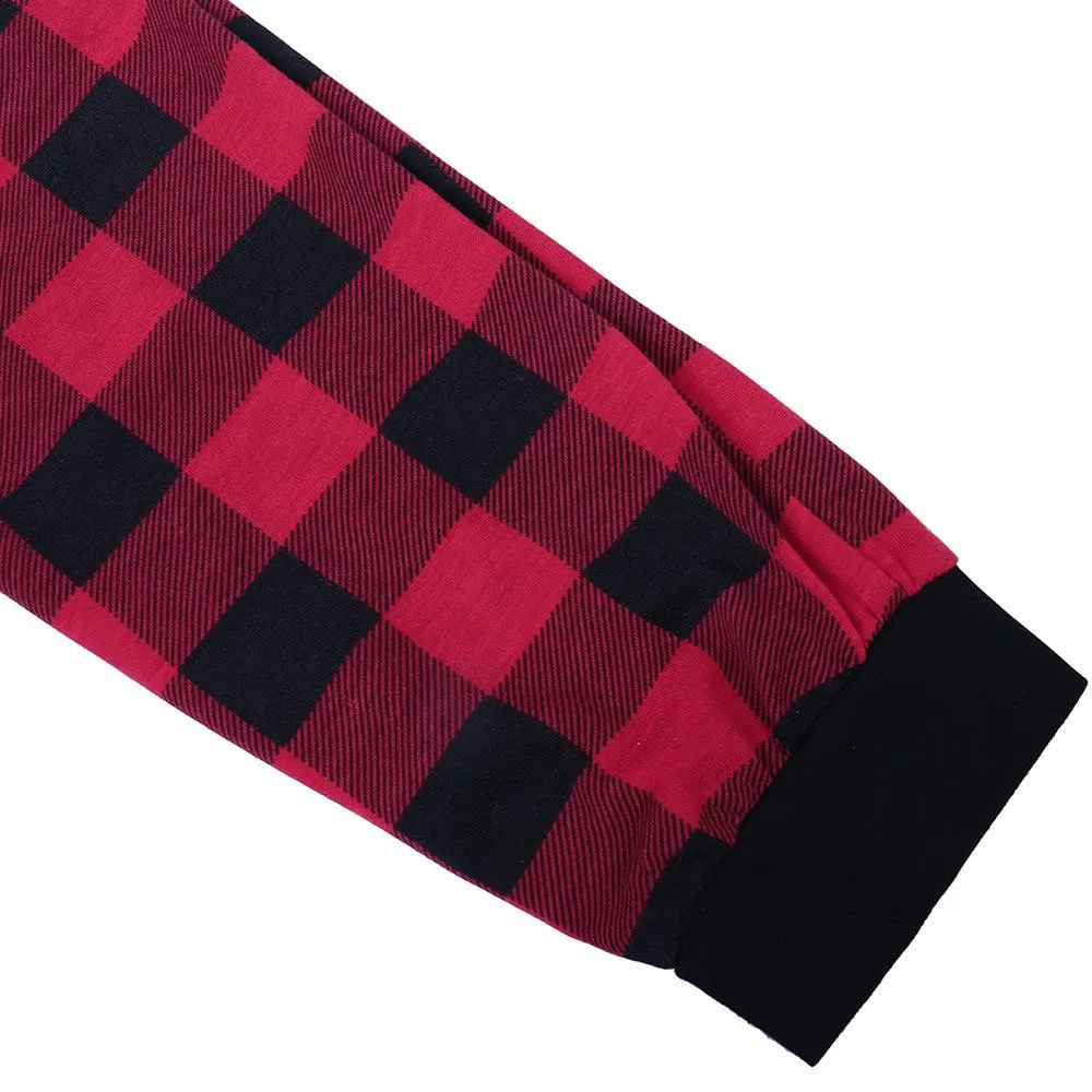 Parent-Child Plaid Letter Bear T-shirt & Pants Mommy And Me Wholesale Clothing