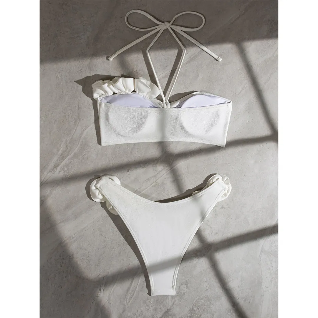 Paula 3D Flowers Halter Brazilian Bikini