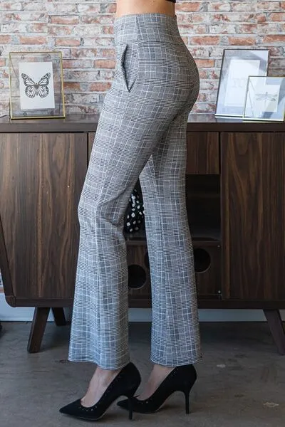 Plaid Flare Pants with Wide Waistband