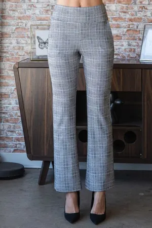 Plaid Flare Pants with Wide Waistband