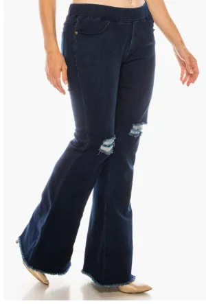 Plus Size Pull on Ripped Jeans