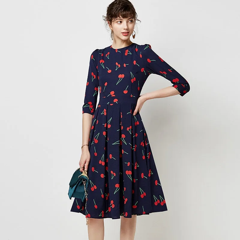 Printed Dress For Women Vintage Elegant Three